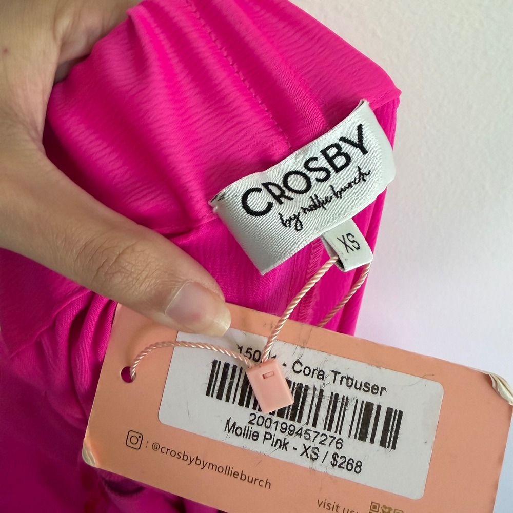 Crosby by Mollie Burch Cora Trouser Mollie Pink Wide Leg Side Stripe XS NWT - Picture 3 of 5